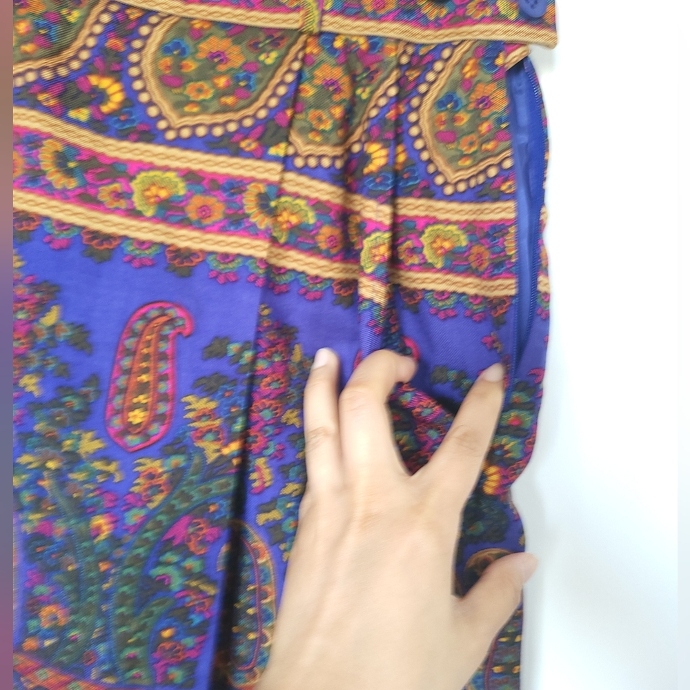 Carlisle Skirt Faux Wrap Midi Paisley 85%Silk & 15% Wool Silk Pencil Size 12 - Picture 5 of 6